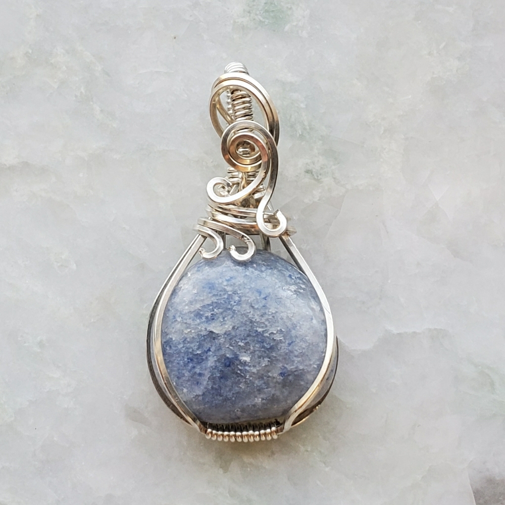 Blue Calcite Wire Wrapped Pendant